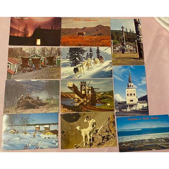 Lot of 22 Vintage 1950-60s ALASKA RPPC Real Photo Post Cards in Color, 1 b/w GUC